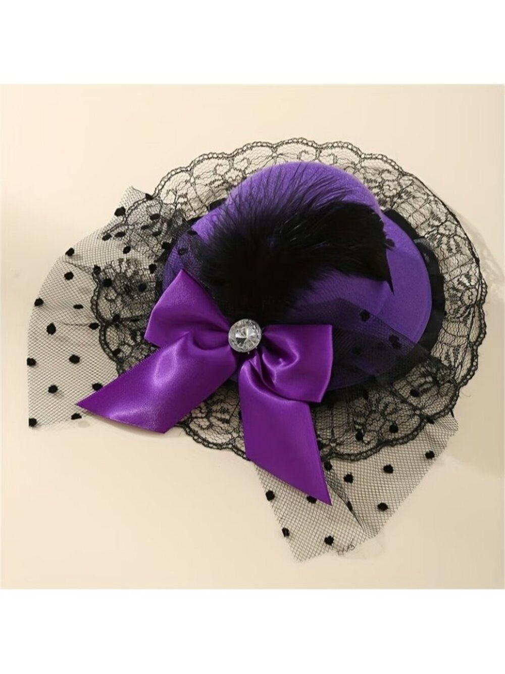 Woman Feather Bow Lace Hair Clip Elegant Round Hairpin with Bowknot Feather New